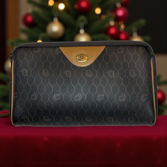 Dior Honeycomb Cosmetic Case/ Cluch brown - Picture 1 of 8